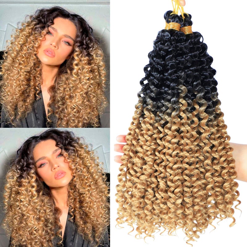 Curly Crochet Hair Water Wave Crochet Hair 14inch 5Pack Honey Blonde Ombre Curly Braiding Hair for Black Women MarlybobCrochet Hair1b27 500gLot